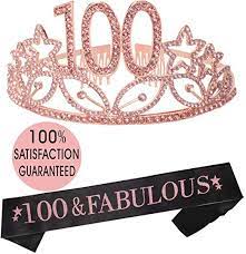 Amazon Com 100th Birthday Tiara And Sash Pink Happy 100th Birthday Party Supplies 1 100 Birthday Gifts 100th Birthday Party Decorations Happy 100th Birthday