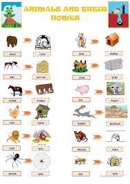 animals and their homes worksheet free esl printable worksheets made by teachers animals and their homes animals for kids animal lessons