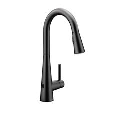 As the #1 faucet brand in north america, moen offers a diverse selection of thoughtfully designed kitchen and bath faucets, showerheads. Moen 7864ewbl Moen 7864ewbl Sleek One Handle High Arc Motionsense Wave Pulldown Kitchen Faucet In Matte Black Af Supply