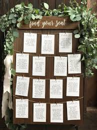 find your seat seating chart board rustic seating sign wood