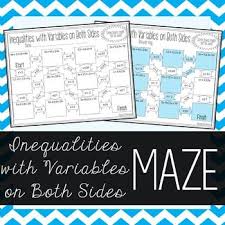 Inequalities With Variables On Both Sides Maze Worksheet Solving Inequalities Maze Worksheet Variables