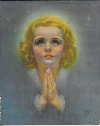 Roy Best, Girl Praying, Blond, Blue Eyes, Stars, 10"x8" Print 1940s