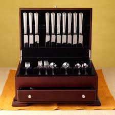 Offering this stunning rosewood and burl flatware chest. Wallace Flatware Chest In Walnut Ross Simons
