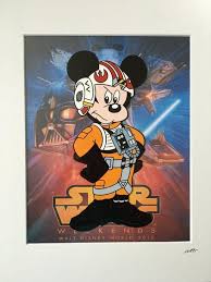 Disney Star Wars Mickey Mouse X Wing Pilot Hand Drawn Etsy Disney Star Wars Cel Mickey Mouse