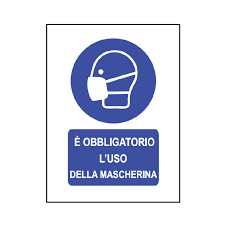 Obbligo di indossare la mascherina. T06129 Cartello Informativo In Pvc 20x30 Cm E Obbligatorio L Uso Del