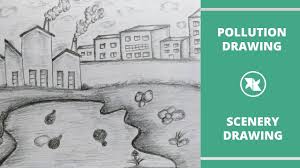 How To Draw Scenery Of Environmental Pollution Step By Step Easy To Draw Drawing Scenery Village Drawing Scenery