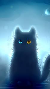 Art Heterochromia Black Cat Fantasy 1080x1920 Wallpaper Cat Wallpaper Android Phone Wallpaper Cats Iphone