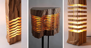 Modern table lamp with cone lampshade crafted from european lime wood, hand cut, sanded and constructed, designed by paladim. Sliced Lamps Made From Real Firewood Show The Beauty Of Simple Things Bored Panda