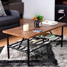 It's a sturdy table that can be made in a variety of sizes and heights. Industrial Style Rectangular Coffee Table With Bottom Pipe Storage Shelf 2 Tier Rustic Pipe Coffee Table Coctail Table With Iron Pipe Legs Thick Tabletop In Rustic Brown And Black Buy Online In Grenada