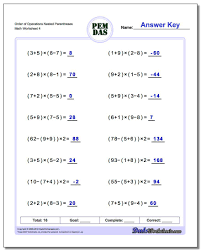 Order Of Operations Nested Parentheses Worksheets Many Many More Variations To Choose From All F Order Of Operations Pemdas Worksheets Place Value Worksheets