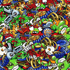Cartoon Madness Graffiti Wallpaper Hydro Dipping Film Water Transfer Printing Film