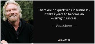 I can't remember who the actress was, so i googled the expression, and found that it was famously said by eddie cantor, an entertainer popular in the 1920s and 1930s. Richard Branson Quote There Are No Quick Wins In Business It Takes