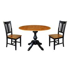 The table itself is available in white or. 30 3 Round Top Pedestal Extendable Dining Table With 2 Chairs Cherry Black International Concepts Target