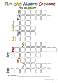 You may leave fields blank for less than 20. Fun With Numbers Crossword English Esl Worksheets For Distance Learning And Physical Classrooms