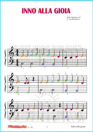 Il brano è una parte della sinfonia n.9 in re minore op.125 ed è parte dell'ode an die freude (inno alla gioia) di friedrich schiller, cantata da solisti e coro. Inno Alla Gioia Spartito Pianoforte Bambini E Principianti Pianoforte Canzoni Chitarra Spartiti Musicali