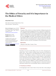 Pdf The Ethics Of Veracity And It Is Importance In The Medical Ethics