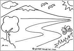 Gambar pemandangan yang belum diwarnai. Pin Di Hasbi Anak