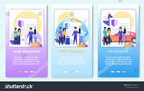 Online Insurance Support Service Mobile Landing Page Set Professional Home Car Protection And Safe Trav Online Insurance Graphic Poster Art Support Services