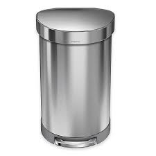 This kitchen trash bin is 16.81 x 13 x 26.44. Simplehuman Stainless Steel 45 Liter Semi Round Liner Rim Step Trash Can Bed Bath Beyond