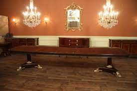 Dining table widths are commensurate with table sizes, of course, but the minimum dining table width for place settings as well as serving pieces, is 3 feet. Extra Large And Wide Mahogany Dining Room Table