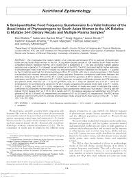 Bianca de stavola) and brazilian colleagues (prof. Pdf A Semiquantitative Food Frequency Questionnaire Is A Valid Indicator Of The Usual Intake Of Phytoestrogens By South Asian Women In The Uk Relative To Multiple 24 H Dietary Recalls And Multiple Plasma