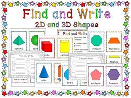 Find And Write Math Centers For 2d And 3d Shapes Put The Cards Around The Room And Students Find Them And 2d And 3d Shapes Math Centers Math Center Activities