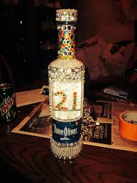 Pin By Nicole Pack On 21st Birthday Ideas Decorated Liquor Bottles Bottles Decoration Decorated Bottle