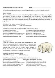 Worms that eat at night (nocturnal) and worms that eat during the day (diurnal). Read Darwin Natural Selection Worksheet Answer Key Free Epub Online