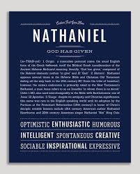 Nathaniel Name Art Print Personalized Art Print Classic Names Names With Meaning