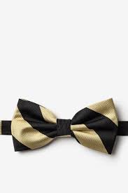 Black Gold Striped Pre Tied Bow Tie Casual Bow Ties Ties Com