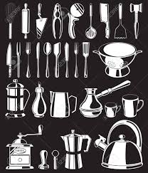 Maybe you would like to learn more about one of these? Set Of White Hand Drawn Kitchen Tools On Black Background Royalty Free Cliparts Vectors And Stock Illustration Image 74397332