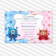Printable Boy Birthday Invitation Card Monsters Birthday Invitation Or Halloween Invitation Sibling Etsy Monster Birthday Invitations Birthday Invitations Little Monster Birthday