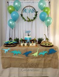 Simple Birthday Cake Table Decoration At Home Pin By Classy Celebrations On Dinosaur Theme Birthday Table Decorations Decor Dinosaur Theme