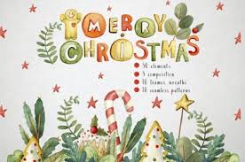 Download Sweet Christmas Watercolor Set 1996805 Freepsdvn SVG Cut Files
