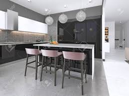 modern kitchen with an island and bar