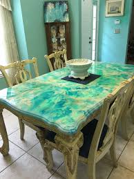 Resin Painted Dining Room Table Painted Furniture Painted Dining Room Table Resin Painting