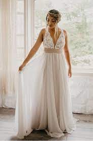 Elegant Criss Cross Deep V Neck Wedding Dress With Waistband Wd443 Wedding Dresses Inexpensive Wedding Dresses Beach Wedding Dress