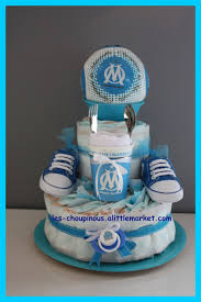 Gateau De Couches Garcon Foot Om Decoration Pour Enfants Par Les Choupinous Gateau De Couches Garcon Gateau De Couches Gateau De Couche