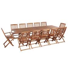 Find your perfect dining table set at our discount prices. Tidyard Outdoor Dining Set 13 Pieces Dining Table And Folding Chairs Armchairs 12 Seater Garden Indoor Furniture Set With Sunshade Hole Buy Online In Bahamas At Bahamas Desertcart Com Productid 130125910