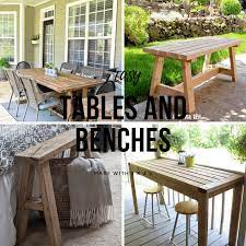 7 Easy Tables And Benches Made With 2 X 4 S Savvy Apron In 2020 Simple Table Farmhouse Style Table Color Block Table