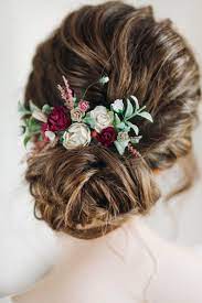 Burgundy Floral Comb Burgundy Flower Hair Comb Deep Red Etsy Red Bridal Hair Floral Comb Flowers In Hair