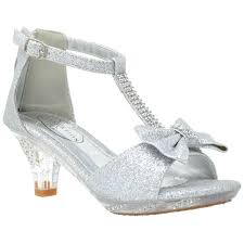 Black And Silver Shoes Kids Dress Sandals T Strap Rhinestone Glitter Clear High Heel Shoes Silver Clear High Heels Heels Silver Shoes