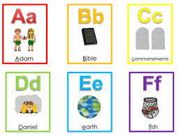 They're printable in black and white as well as colour, and are very clear and readable. 26 Printable Bible Alphabet Flashcards Preschool Kindergarten Bible Curriculum