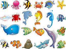 Vector Cartoon Animals Cartoon Sea Animals Underwater Cartoon Marine Animals