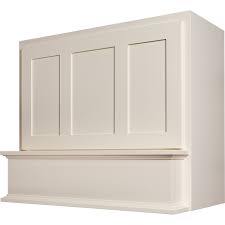 Flat panel white bed with gold handles. Shaker Design S Series Stanard Base Mantel Style Range Hood Walzcraft