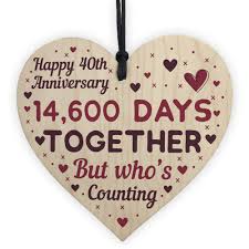 You typed '40th wedding anniversary gifts for him' into the search bar, and up popped lots of hits for 40th wedding anniversary gift ideas. Red Ocean Handmade Wooden Heart Plaque Gift To Celebrate 40th Wedding Anniversary Husband Wife 40 Years Buy Online In Cayman Islands At Cayman Desertcart Com Productid 208766989