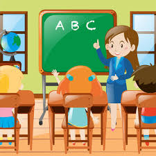 Download 1,276 cartoon classroom free vectors. Teacher And Classmates In Class Vector Free Download