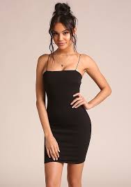 Junior Clothing Black Cami Bodycon Dress Black Bodycon Dress Outfit Black Dress Tight Black Dress