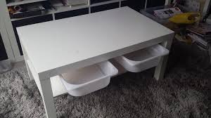 Ikea Lack Coffee Table With Added Trofast Drawers For Extra Storage Using Blankett Handles As Drawer