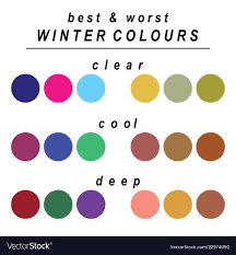 Best And Worst Colours For Winter Royalty Free Vector Image Color Analysis Winter Deep Winter Colors Seasonal Color Analysis